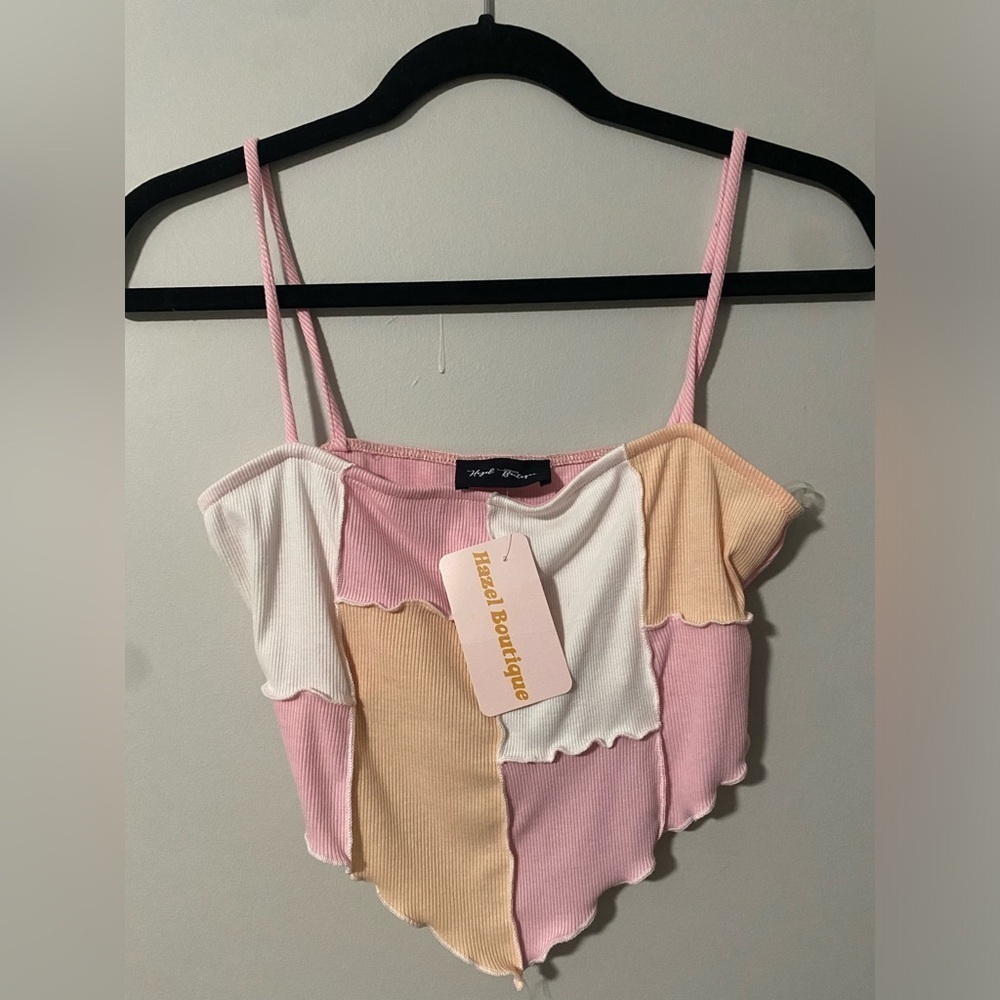 NWT Hazel Boutique color block cropped tank